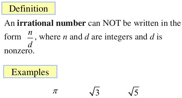 irrational number 1 Irrational numbers